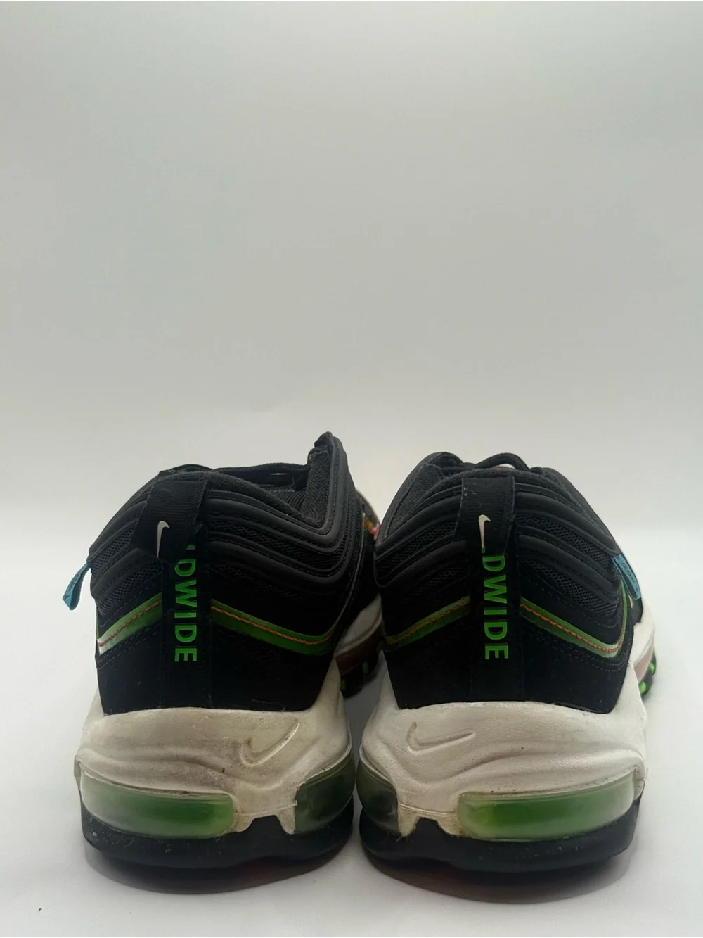 Nike Men’s Sneakers - Black with Green & Orange Accents
